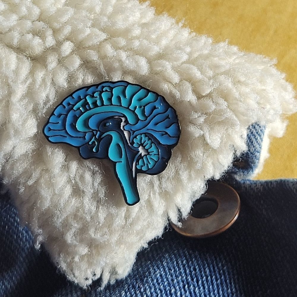 Thinking Brain Enamel Pin 
